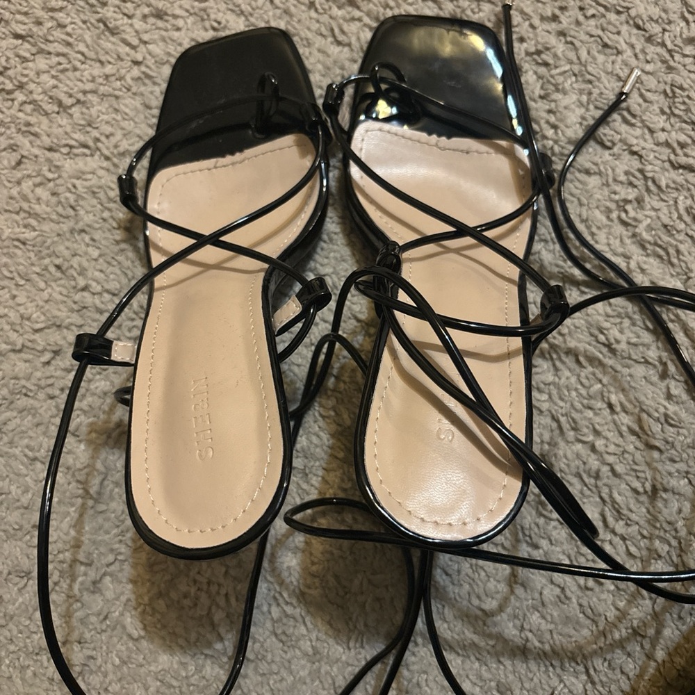 SHEIN Black Strappy Heels
